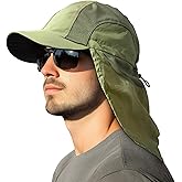 OLIKER Mens Sun Hat with Breathable Mesh, UPF 50+ Sun Protection Fishing Hat with Neck Flap for Fishing Hiking Cycling