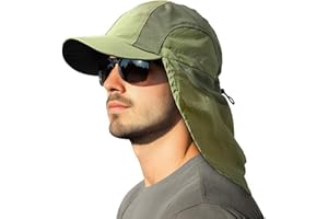 OLIKER Mens Sun Hat with Breathable Mesh, UPF 50+ Sun Protection Fishing Hat with Neck Flap for Fishing Hiking Cycling