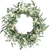 Pinkpum 20'' Eucalyptus Wreath for Front Door, Porch, Window - Green Decor for Home, Farmhouse - Spring, Summer, Fall, All Seasons