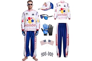 Meistuik 7Pcs Racing Costume Adult Halloween Jacket Pants Accessories Set for Men Women