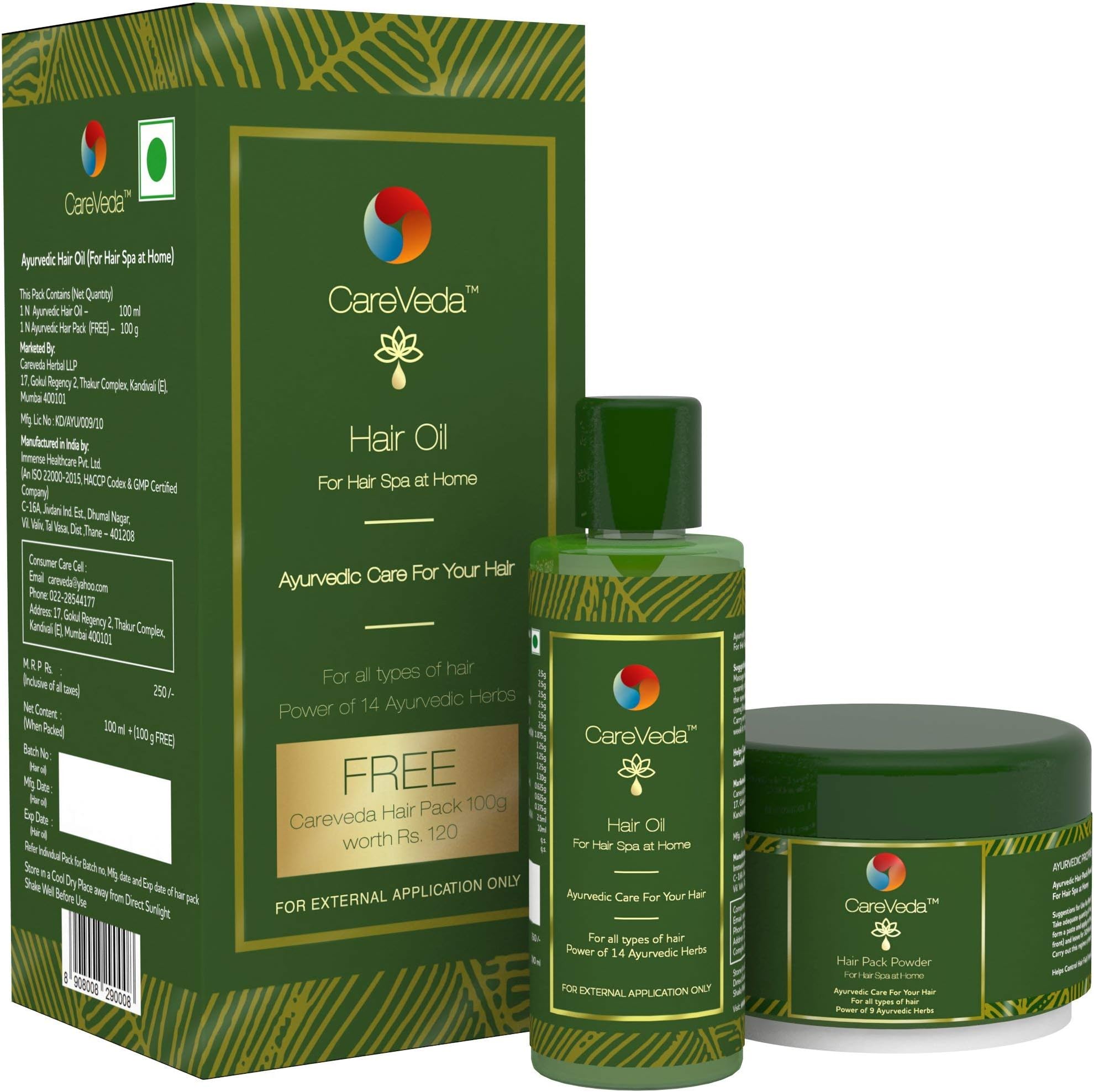 CareVeda Ayurvedic Hair Oil with Pack