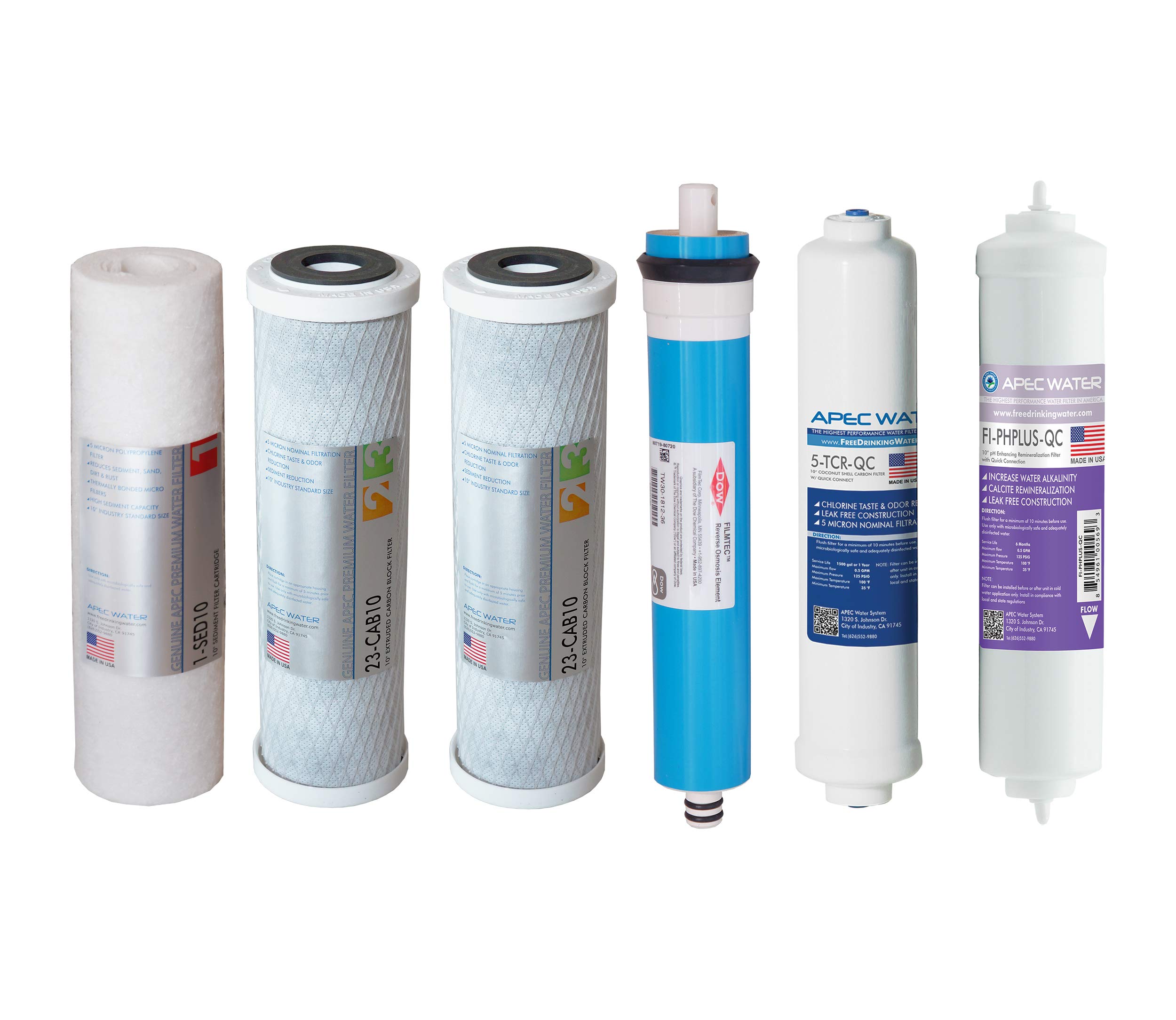 APEC 90 GPD Complete Replacement Filter Set for Ultimate Series Alkaline Reverse Osmosis Water Systems (Filter-MAX-PH) Image