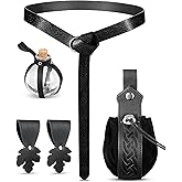 Sweetude 6 Pcs Renaissance Belt Accessories Medieval Viking Belt Potion Bottles Leather Pouch Skirt Hikes