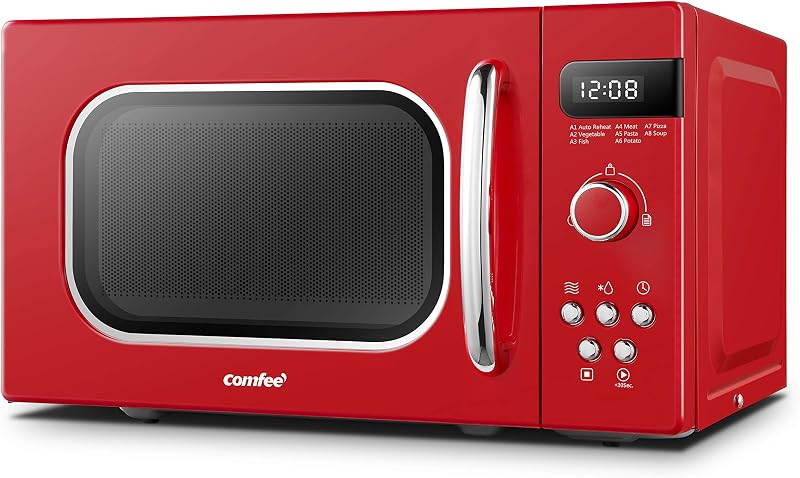 COMFEE Retro Style 800W 20L Microwave Oven Passionate Red CM-M202RAF(RD)