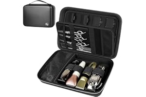 Boobowl Hard Travel Case for Hair Clippers, Hair Cutting Barber Supplies Organizer Bag, Trimmer Storage Holder for Ufree/for Wahl Men Razor Guard Grooming Kits -Box Only (Black+Silver Zipper)