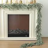 MIZII Christmas Garlands 6 Feet Artificial Pine Garland with Pinecone Real Touch Pines Vine Greenery Garland Christmas Decorations for Xmas Fireplace Mantle Home Decor Indoor Outdoor (White Pine)