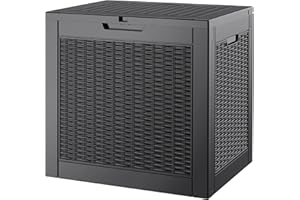 GULAIMOAO Outdoor Storage Box, 31 Gallon Deck Box with Lockable Lid, Waterproof Resin Storage Bin for Patio Furniture, Garden