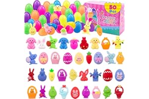 KASU 50 Pcs Prefilled Easter Eggs with Mochi Squishy Toys Premium for Easter Theme Party Favor, Eggs Hunt, Basket Stuffers/Fillers, Classroom Prize Supplies