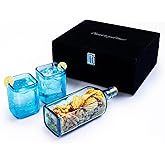 Upcycled Bombay Sapphire Gin Glasses and Platter Set of 3 with Premium Gift Box | Eco-friendly Glasses for Drinks made from Gin bottles | Ideal for Gin, Whiskey, Cocktail Nibbles and Finger Food