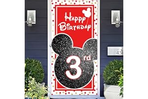 COOSOAR Cartoon Black Red Mouse Happy 3rd Birthday Photo Banner Backdrop Background Backdrop Oh Twodles Theme Decor for Boy Girl Princess High Chair Birthday Party Baby Shower Supplies Decorations Favors