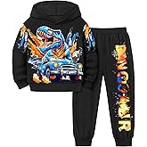 TyeSmo Toddler Boy Clothes Dinosaur Print Hoodies Long Sleeve Toddler Clothes for Boys Tie-Dye T-Rex Sweatpants Outfits 3-7Y