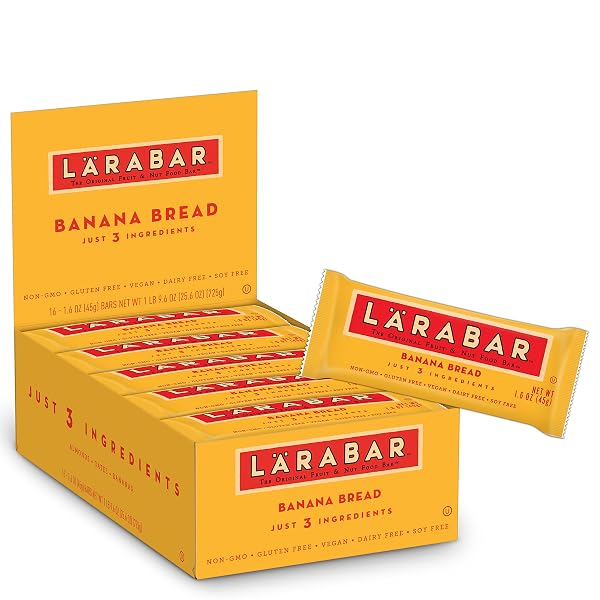 LARABAR BANANA BREAD, FRUIT AND NUT BARS, 5G PROTEIN, GLUTEN FREE AND VEGAN, 25.6 OZ, 16 CT