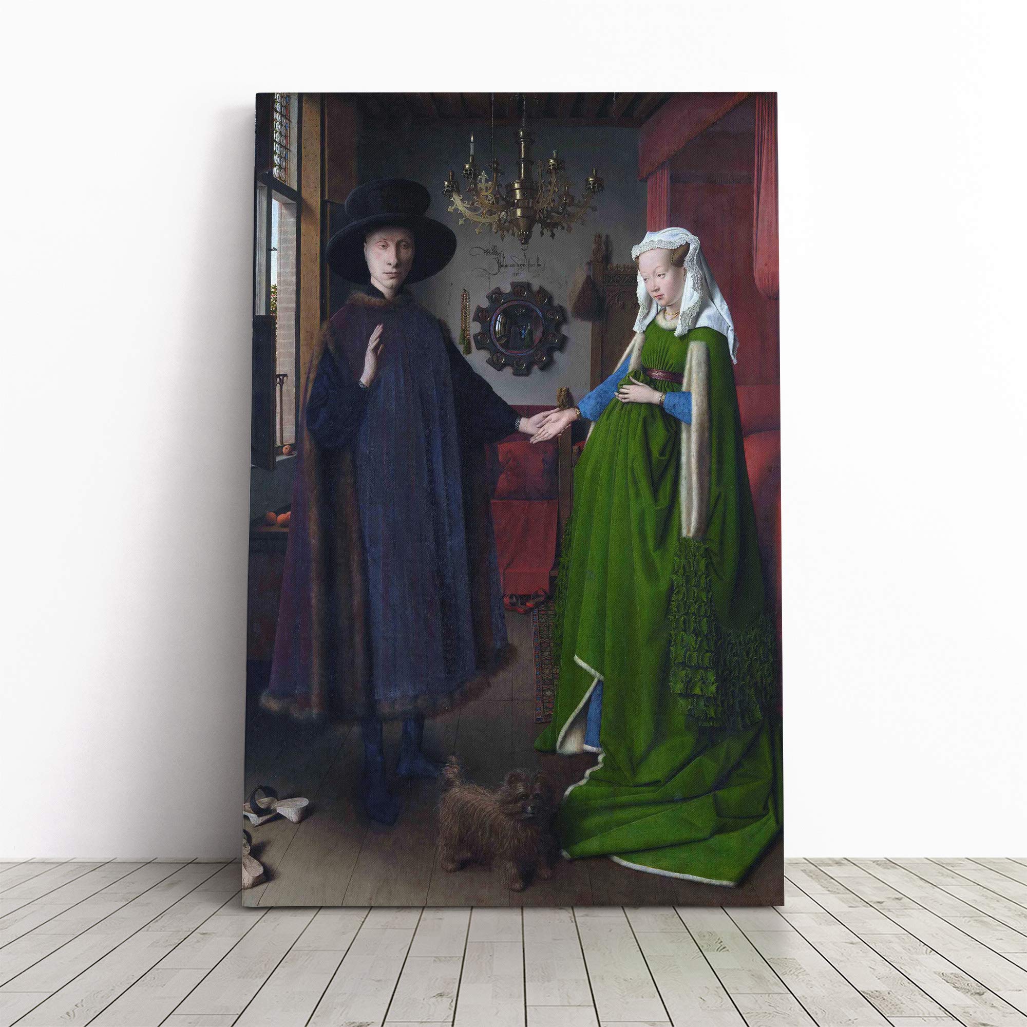 Van Eyck Arnolfini Portrait Canvas Print | Gallery Wrapped 30mm Frame Wall Art | 20x14 inches | Ready to Hang | Modern People Picture | Living Room Bedroom Lounge Office