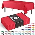 Exquisite 6-Pack Premium Plastic Tablecloth 54in. x 108in. Rectangle Plastic Table Cover - Red