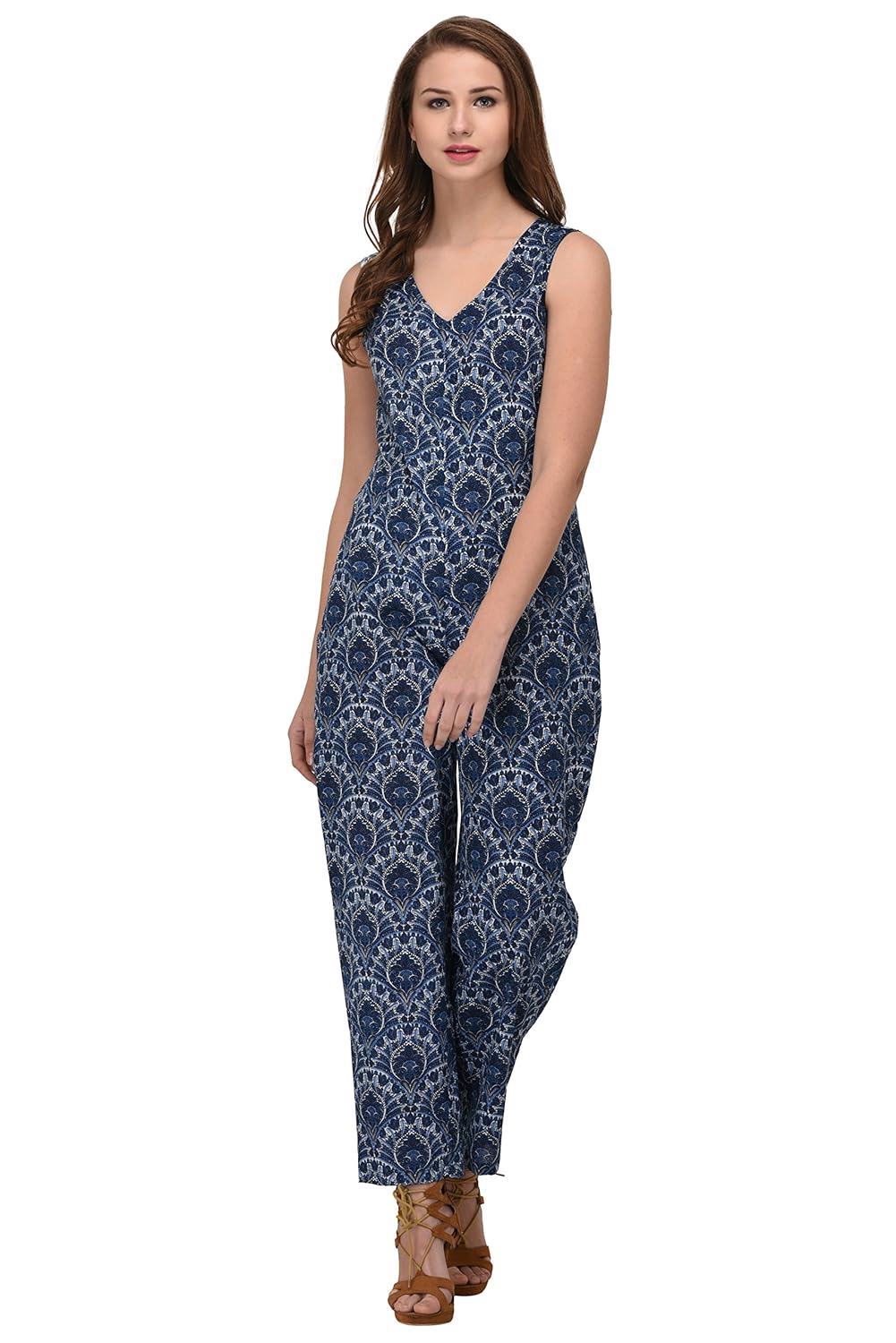 amirah's women casual v neck pockets sleeveless drawstring romper jumpsuits