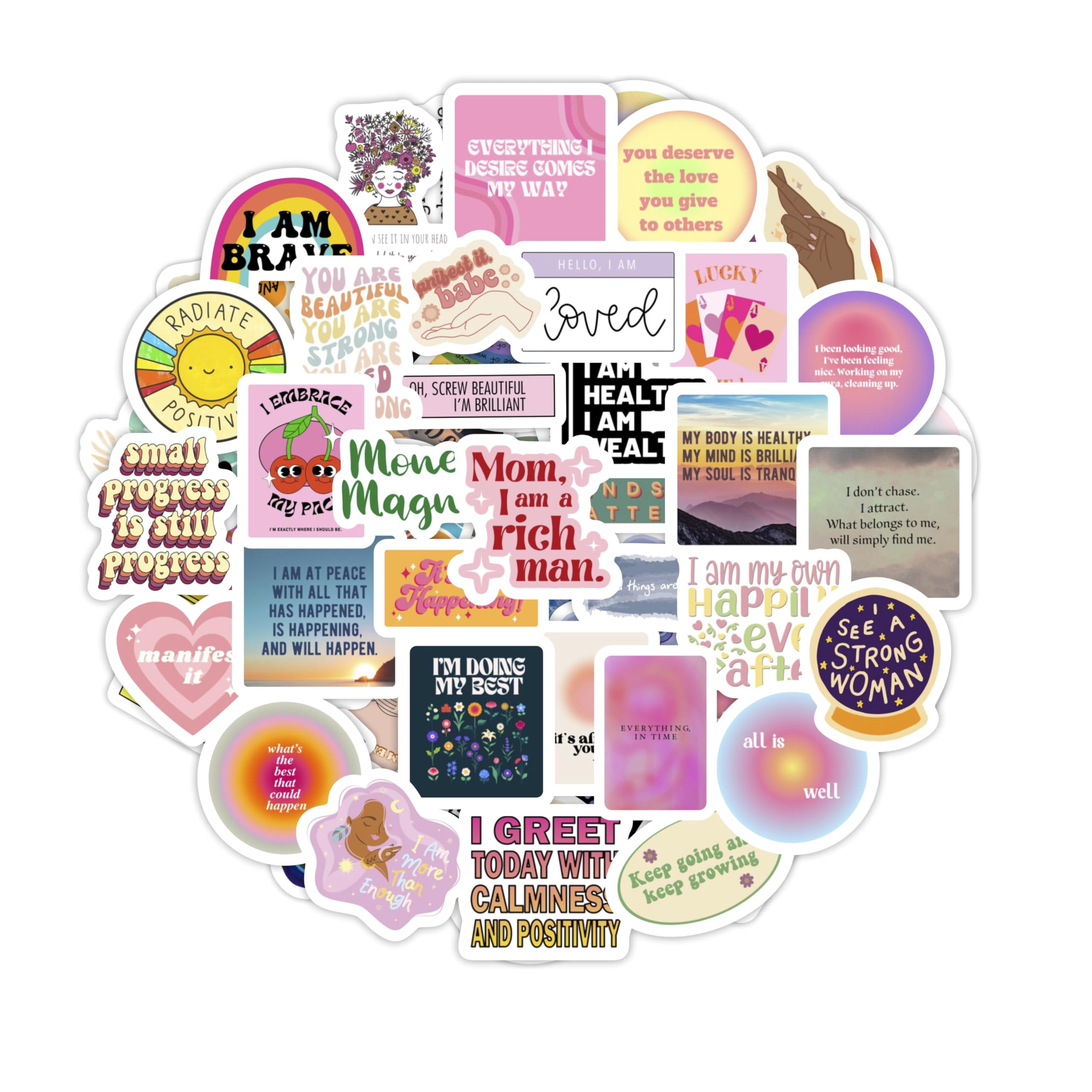 Photo 1 of BulbaCraft 100Pcs Manifestation Stickers for Water Bottle and Laptop - Manifestation Party Favors & Decorations, Waterproof Vinyl Decals, Motivational and Inspirational Stickers, Gifts for Women & Men
