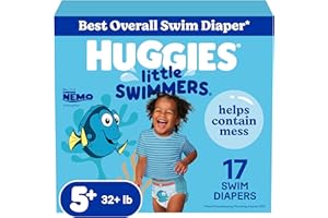 HUGGIES Swim Diapers, Size 5-6 Large, Huggies Little Swimmers Disposable Swimpants, 17 ct ( Packaging may vary )