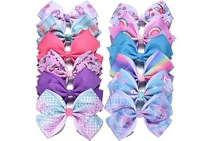 Eyegla Hair Bows For Girls 5 Inch Bow Hair Clips Girl Hair Bows For Hair Grosgrain Ribbon Hair Accessories Pack of 12 Color