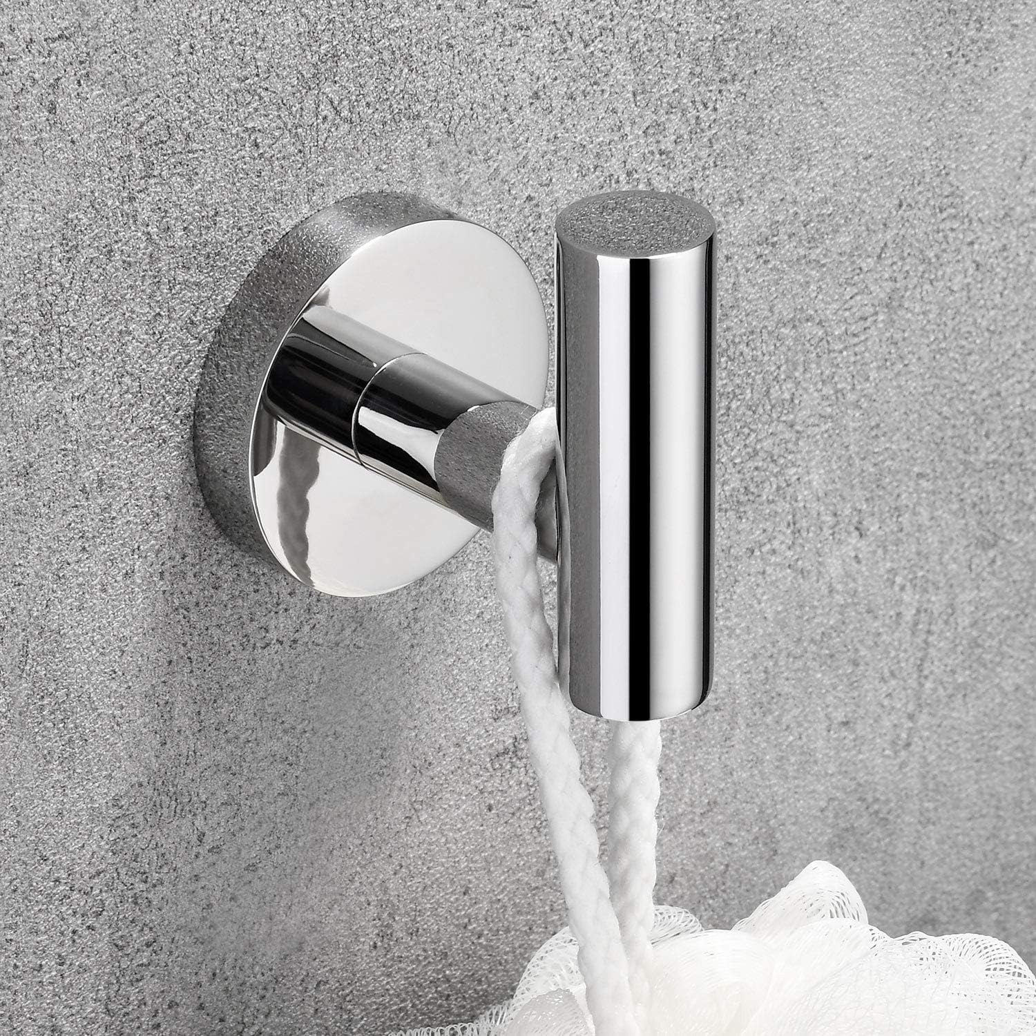 Polished Chrome Towel Coat Hooks SUS304 Stainless Steel Bathroom Clothes Garage Hotel Cabinet Closet Sponges Robe Hook Wall Mounted Round Kitchen Heavy Duty Bath Door Hanger 2 Pack: Home & Kitchen