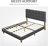 Yaheetech 5ft King Bed Frame Upholstered Platform Headboard Dark Grey view 9