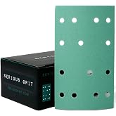 Serious Grit - 3" x 5" (80x133mm) 14-Hole P220 Grit Sandpaper - 50 Pack Box | Fits Festool RTS 400 &amp; Mirka DEOS 353 - Heavy-Duty Hook &amp; Loop Wet/Dry Film Sanding Sheets for Doors, Cabinetry, Paint, etc