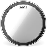 Evans EMAD2 Clear Bass Drum Head, 22” – Externally Mounted Adjustable Damping System Allows Player to Adjust Attack and Focus