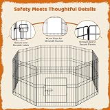 Yaheetech 61cm Metal Pet Playpen 8 Panel Foldable Indoor Outdoor Black view 5