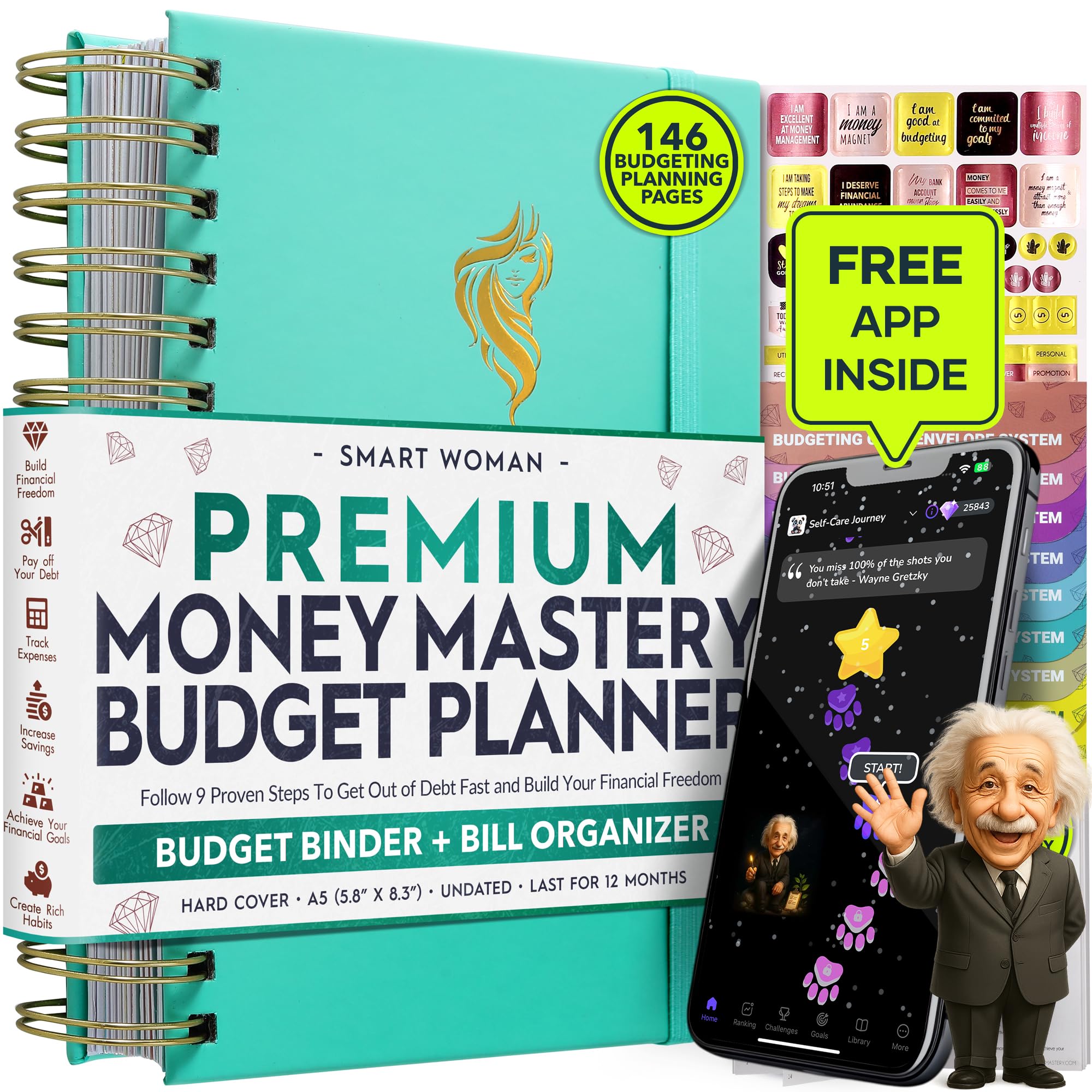 Budget Planner and Monthly Bill Organizer + Cash Envelope Buget Sytem | Finance Planner, Bill Payment Tracker & Money Saving with Panduo App | Money Mindset Journal for Attracting Financial Abundance