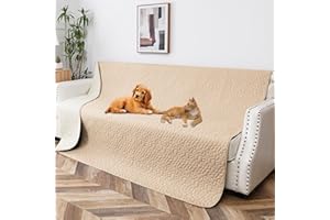 Tuffeel Waterproof Dog Blanket, Washable Anti-Slip Pet Couch Covers for Sofa,Pet Hair Resistant Blankets Bed Chair Furniture Couch Protector for Dogs-52x82,Beige