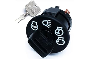 HD Switch Starter Ignition Switch w/Keys fits John Deere L100 L105 L107 L108 L110 L111 L118 L120 L130 125 135 145 155c 190c G110 Tractor Riding Mowers - 4 Key Positions w/Headlight - Free Carabiner