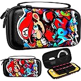 Xinocy Carrying Case for Nintendo Switch Lite 2019 Travel Carry Cases for Kids Boys Teen Girls Cute Kawaii Design Aesthetic Portable Hard Shell Covers Pouch Storage Bag for Nintendo Accessories