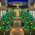 8-Pack Outdoor Christmas Decorations Solar Tree with 160 C6 Multi-Color 8 Lighting Modes Waterproof Lights for Outside Garden Yard Pathway Lawn
