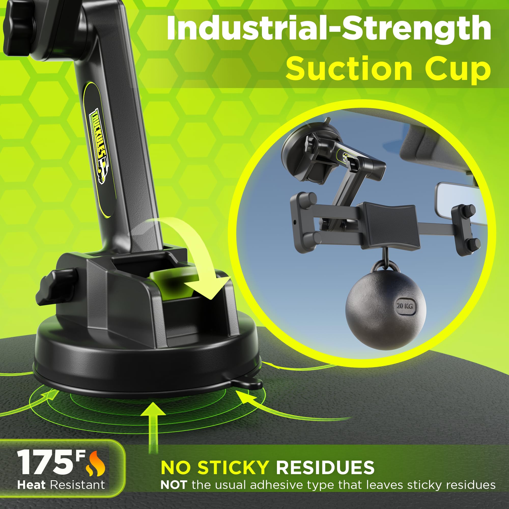 Tablet Holder for Truck Tablet Mount - iPad Mount for Truck, Heavy Duty Super Suction Cup, 16.7 inch Long Arm & Stable, Device & iPad Holder for Dashboard, Windshield and Window - Semi Trucker