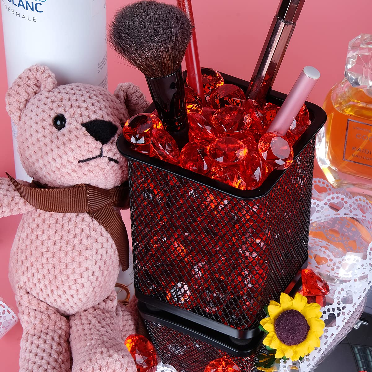 Acrylic Diamond Fake Gems Vase Filler, Babenest 240pcs 3/4 Inch Faux Diamonds Crystals Jewels for Table Scatters Wedding Party Event Arts & Crafts Birthday Decoration Favor (Red)