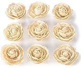 Advantez 9-Pack 3" Hessian Jute Burlap Rose Flowers for Christmas Wedding Party Decoration Hair Accessories Scrapbooking