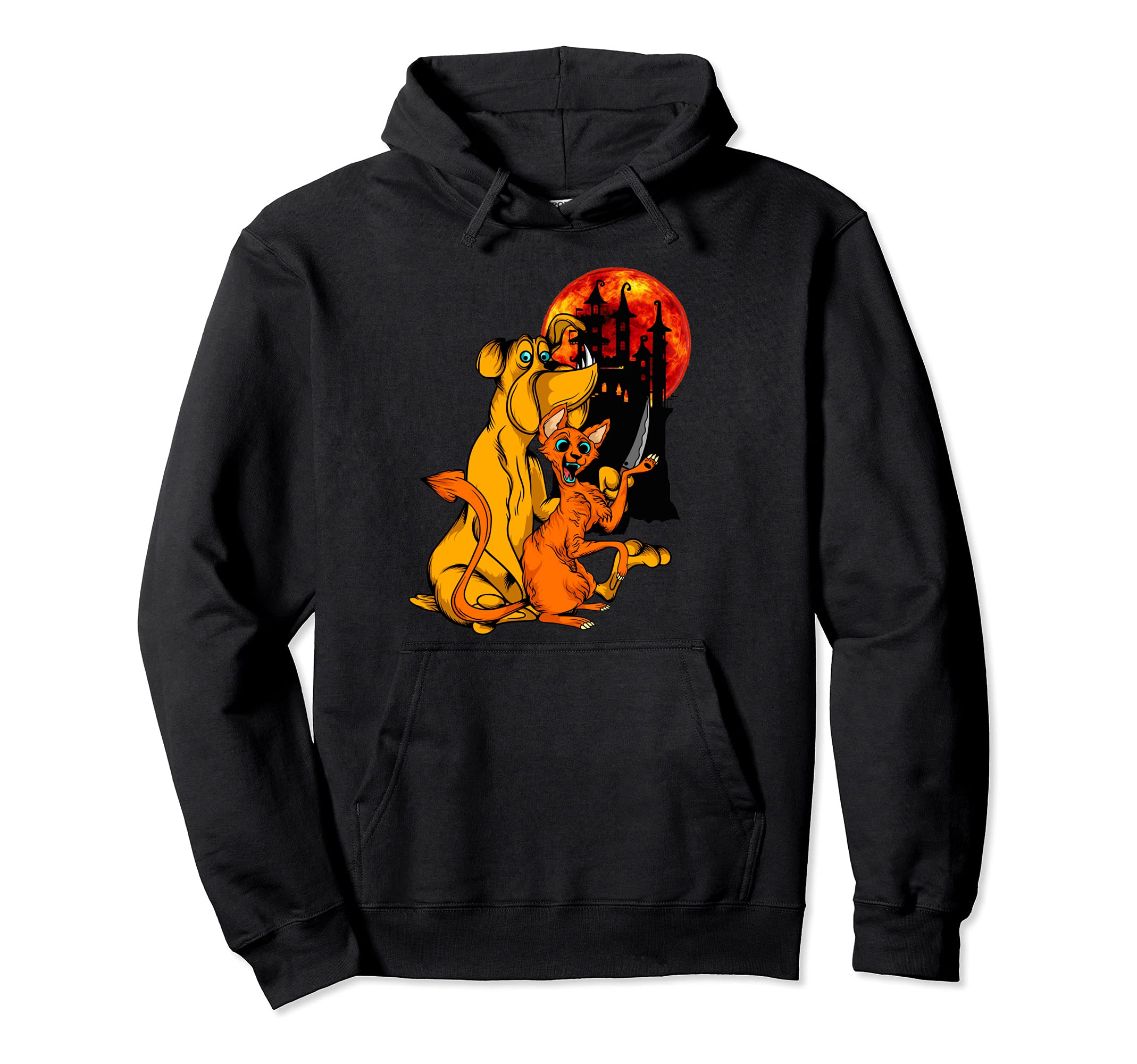 Transylvanian Monster Cat and Dog with Blood Moon #003 Pullover Hoodie