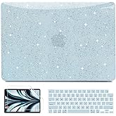 Anban Compatible with MacBook Air 13 inch Case 2026 2025 2024 2023 2022 M4 M3 M2 A3240 A3113 A2681, Glitter Plastic Hard Shell+Keyboard Cover+Screen Protector for MacBook Air 13.6 inch Case, Blue
