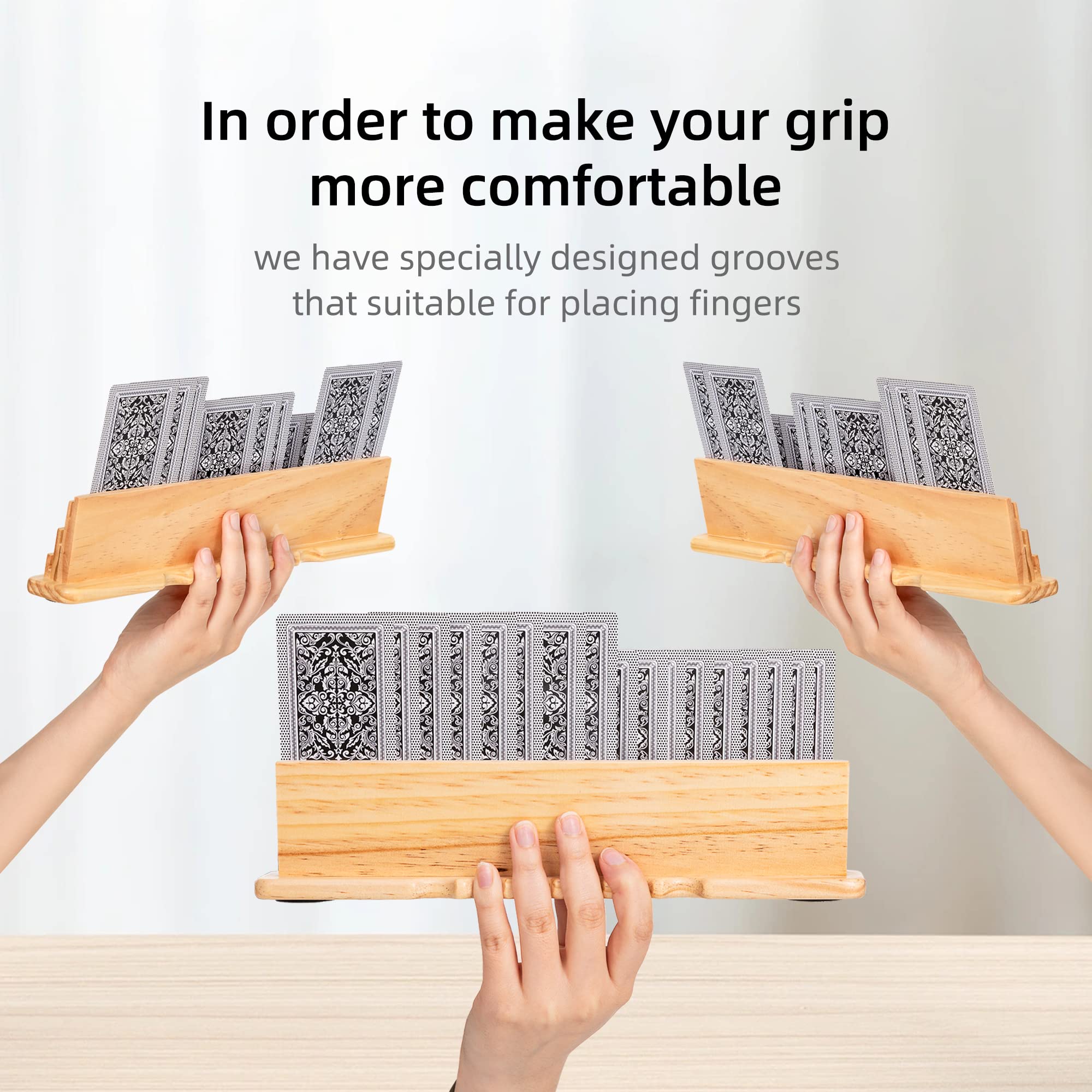 wefaner Spielkartenhalter für Spielkarten, 2 Stück Spielkartenständer aus Holz, Behält Stets den Überblick, Spielkartenständer Kartenhalte Für Senioren 2