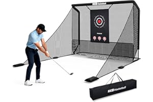 Haokelball Golf Hitting Net for Driving Real Balls, Indoor Chipping Practice Swing Training Nets with Side Barriers Impact Target, 10x7.5ft Heavy Duty Netting with Carry Bag for Backyard Outdoor Use
