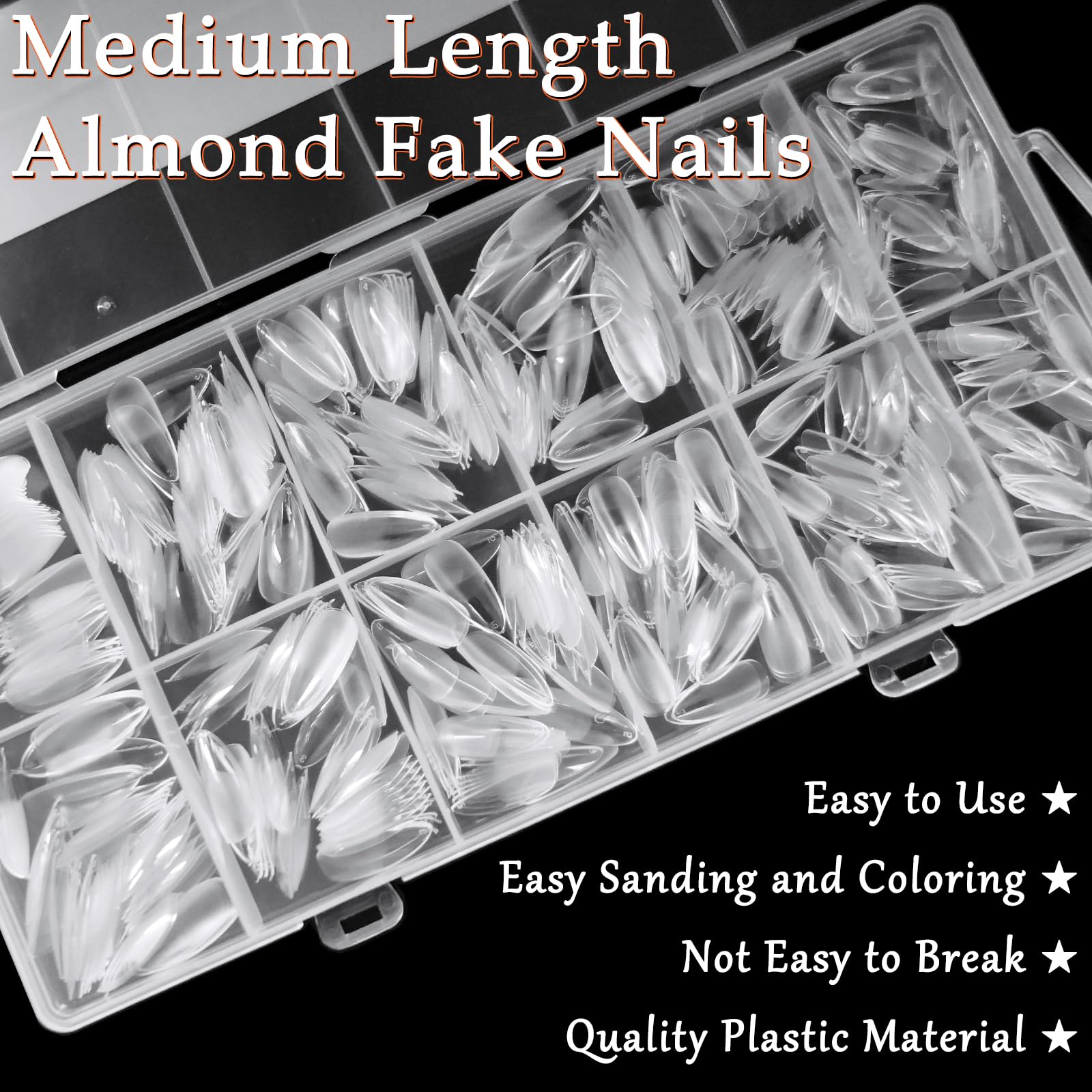 AddFavor 600pcs Almond Tips, Medium X Gel Clear Fake Nails Full Cover Acrylic for Extension Manicure Salon Home DIY - Image 5