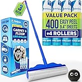 PetLovers Large Lint Roller with 3 Refills – 400 Total Sheets for Tackling Pet Hair, Extra Large Floor and Carpet Roller for 