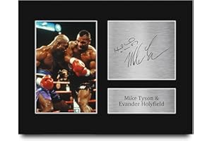 HWC Trading Evander Holyfield & Mike Tyson Boxing Gifts Printed Signed Autograph Picture for Boxer Memorabilia Fans - US Lett