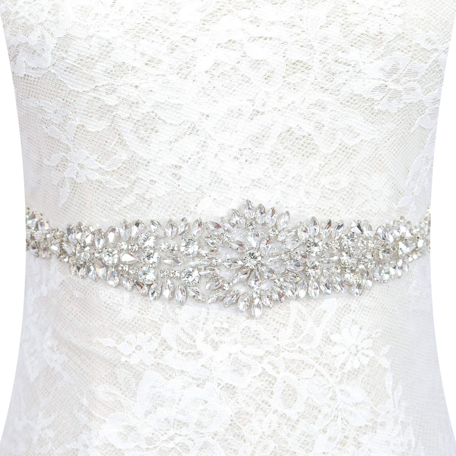 Rhinestone Belt Silver Women Applique Bridal Wedding Sash Belts Dress  Crystal | eBay