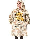 Disney The Lion King Womens Wearable Blanket Hoodie | Adults Beige Hooded Pullover with Simba Character Embroidery and
