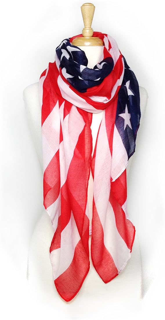 Paskmlna USA Patriotic American Flag Lightweight Scarf Wrap Soft