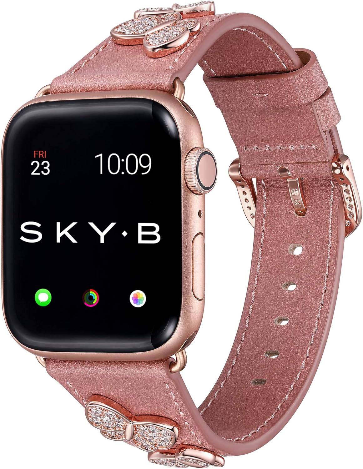 SkyB Butterfly Leather Watch Strap for Apple Watch Series 1, 2, 3, 4, 5, 6, SE Devices - Peach Leather for 38/40mm Apple Watch