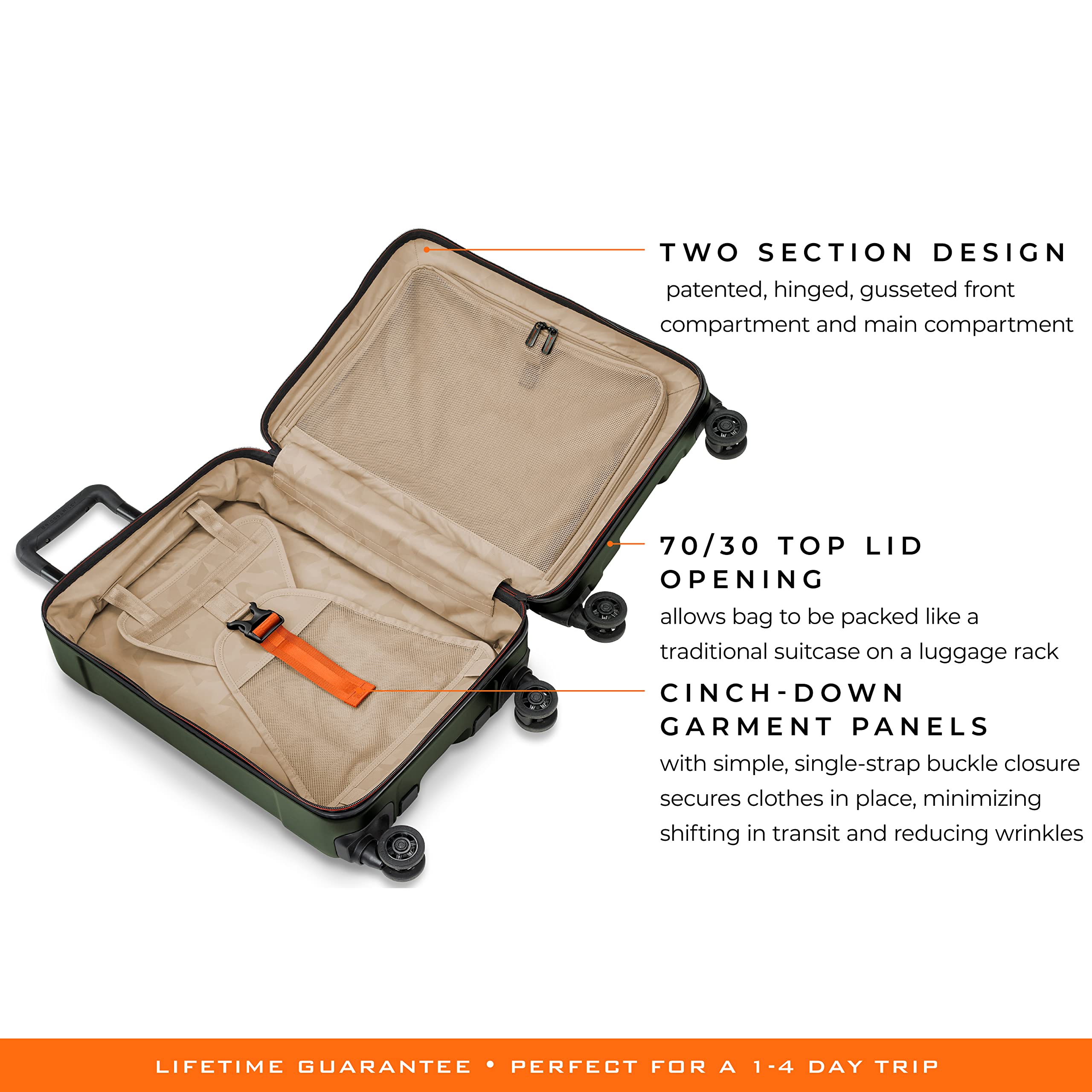 Briggs & Riley Torq 2.0 4 Wheel Lightweight Hardside Case, Green, Briggs & Riley Torq 2.0 International Carry-on Spinner, 53.5 cm, 38 L, Green (Hunter)