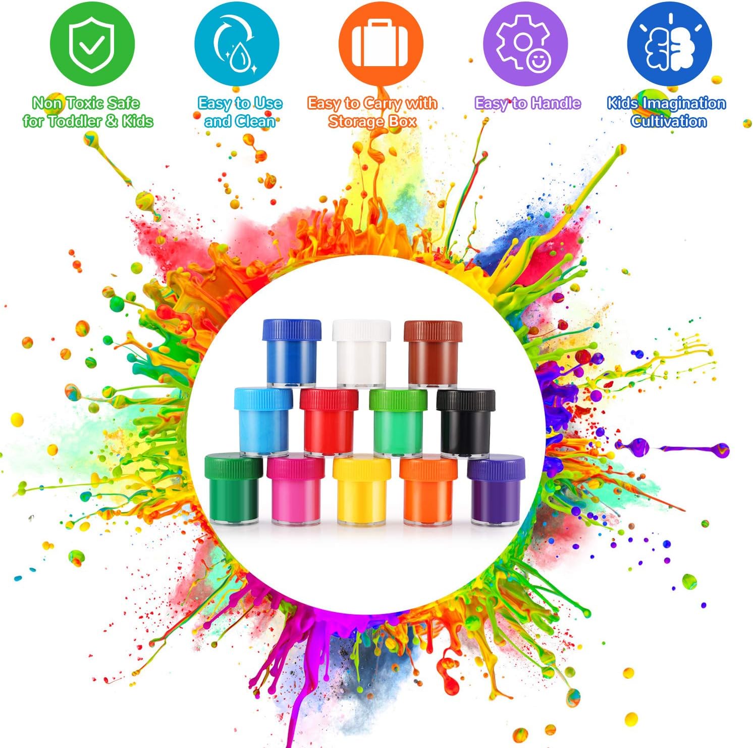 Finger Paint 12 Colors Washable Finger Paint Non-Toxic Kids Finger Paint for Kids & Toddlers Age 3+: Home Improvement