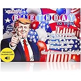 Talking Birthday Card with President Real Voice & Light, Funny Music Happy Birthday Cards for Women Men, Presidential Theme Musical Birthday Greeting Card Gifts for Husband Wife Brother Fans Friend