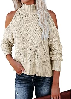 Long Sleeve Cold Shoulder Sweaters 
